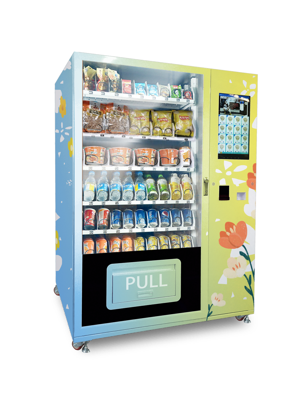 combo snack and drink vending machine with multiple payment